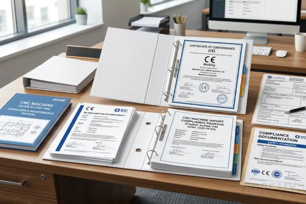 Pacchetto di documentazione guida per l'importazione di apparecchiature CNC con certificati e documenti di conformità