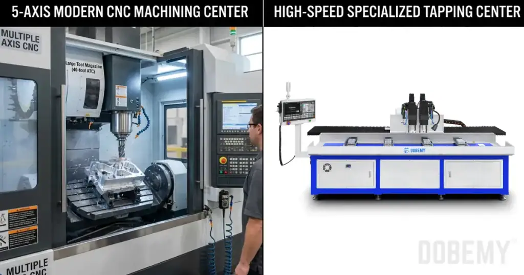 مقارنة مغزل مركز التشغيل مقابل مركز النقر توضح تصميمات المغزل المختلفة