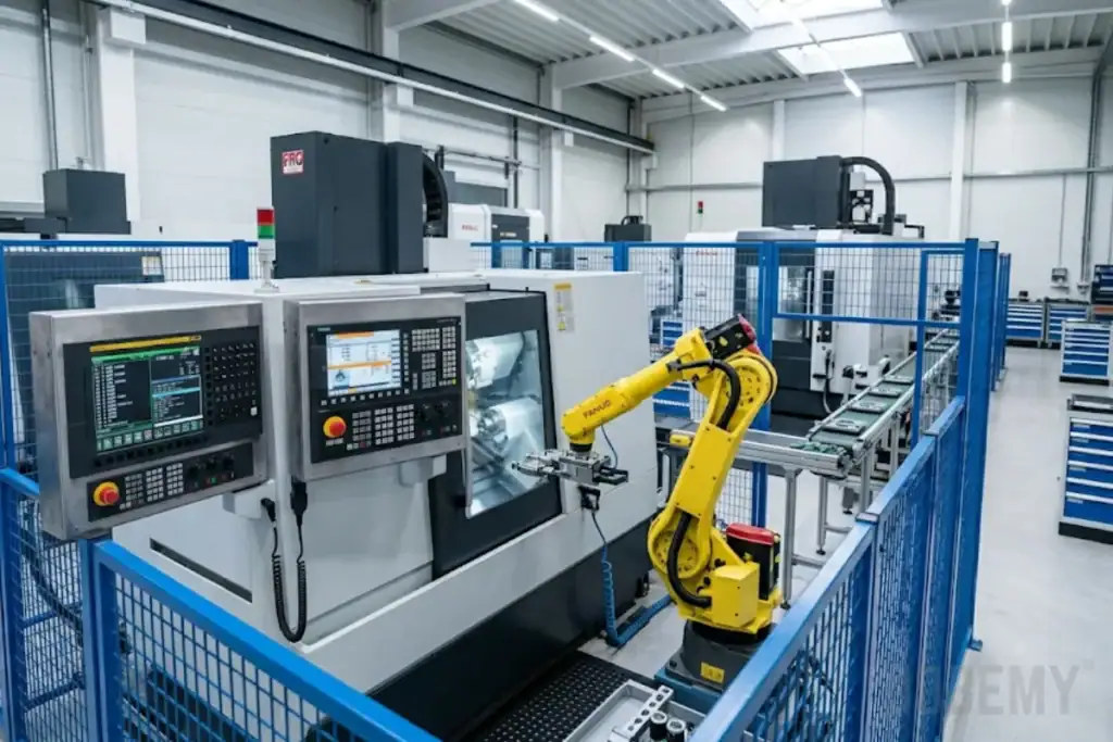 Fanuc ve Siemens CNC robotlu parça yükleme otomatik üretim hücresi