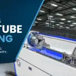 Automatic tube drilling tapping machine processing a steel furniture-frame tube